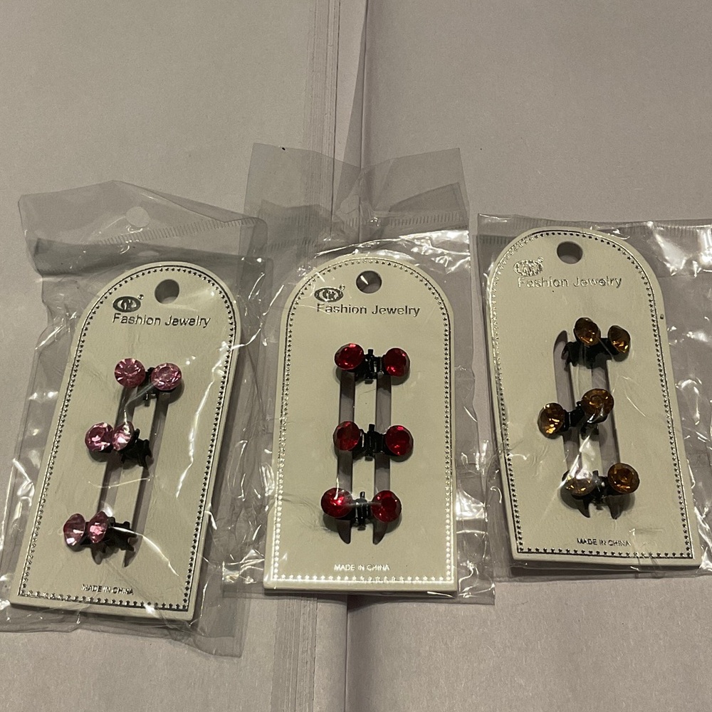 Fashion Jewelry Pink, Red, and Brown Hair Clips Set